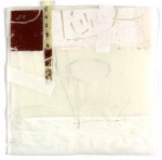 o.T. 2001, Collage Mischtechnik auf Transparent, 25 x 25 cm