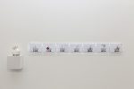 Assemblage, "Intensivstation", 2014, Objekt auf Holzkonsole, div. Materialien und 7 Collagen, je 10,5 x 15 cm